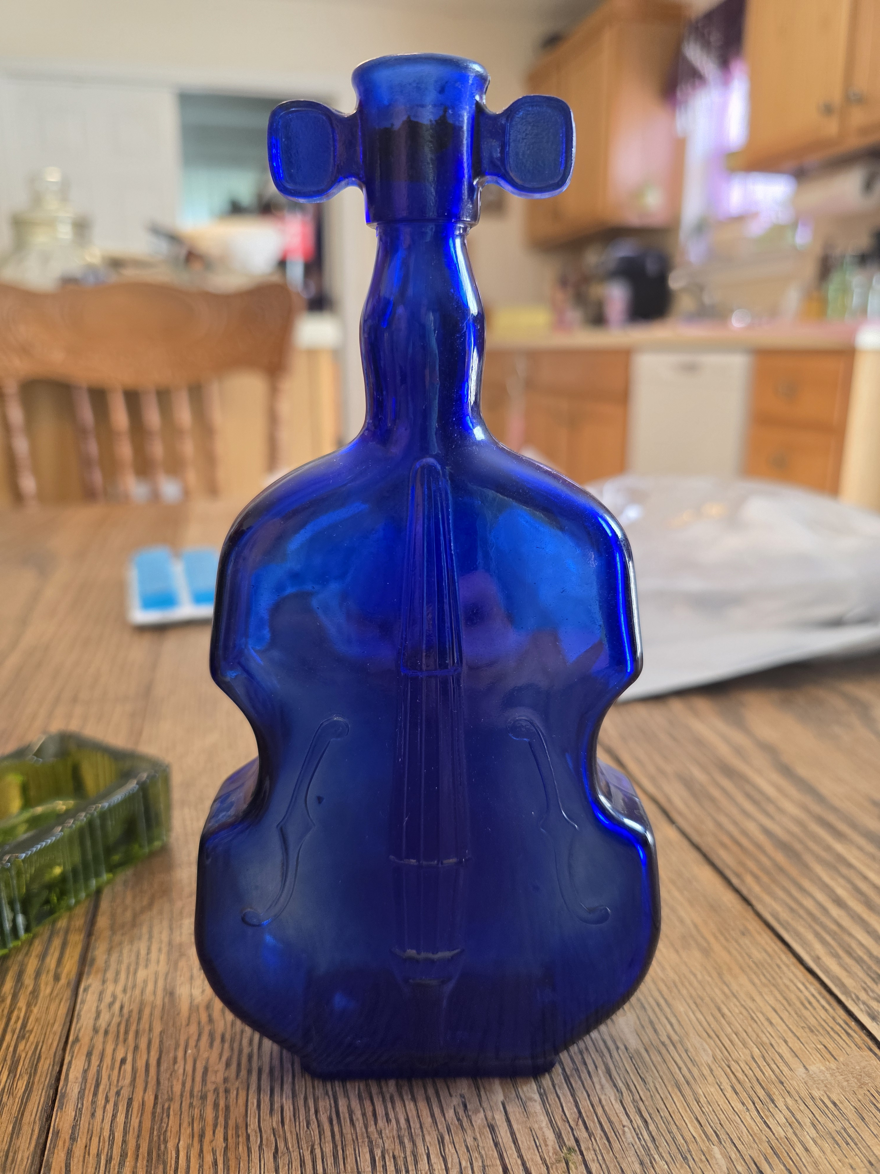 Blue Glass Violin Bottle
