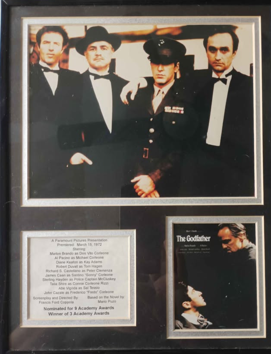 "Legends Never Die" Collectible photo collage presentation commemorating the 1972 film The Godfather.