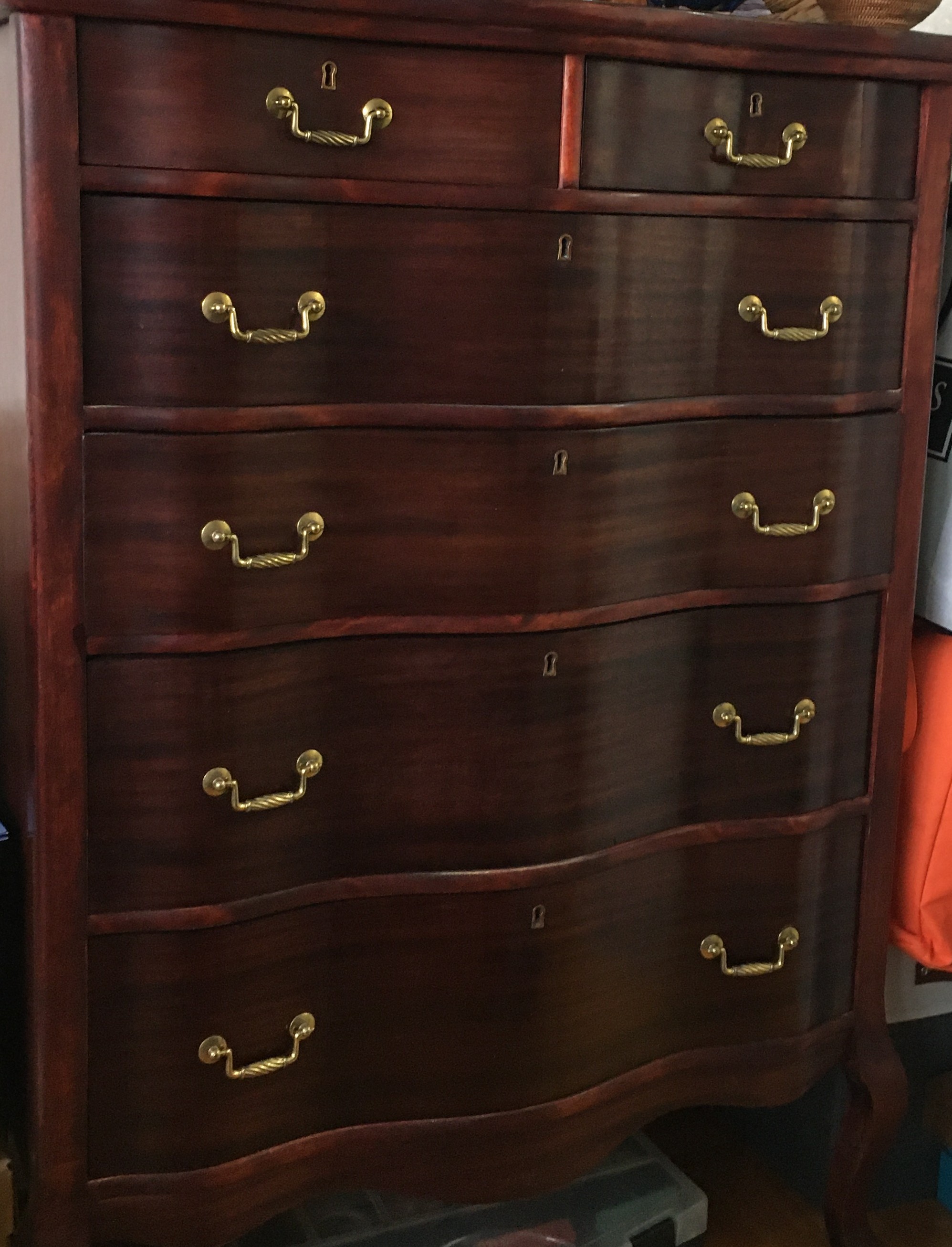 antique cherry dresser with solid brass fittings