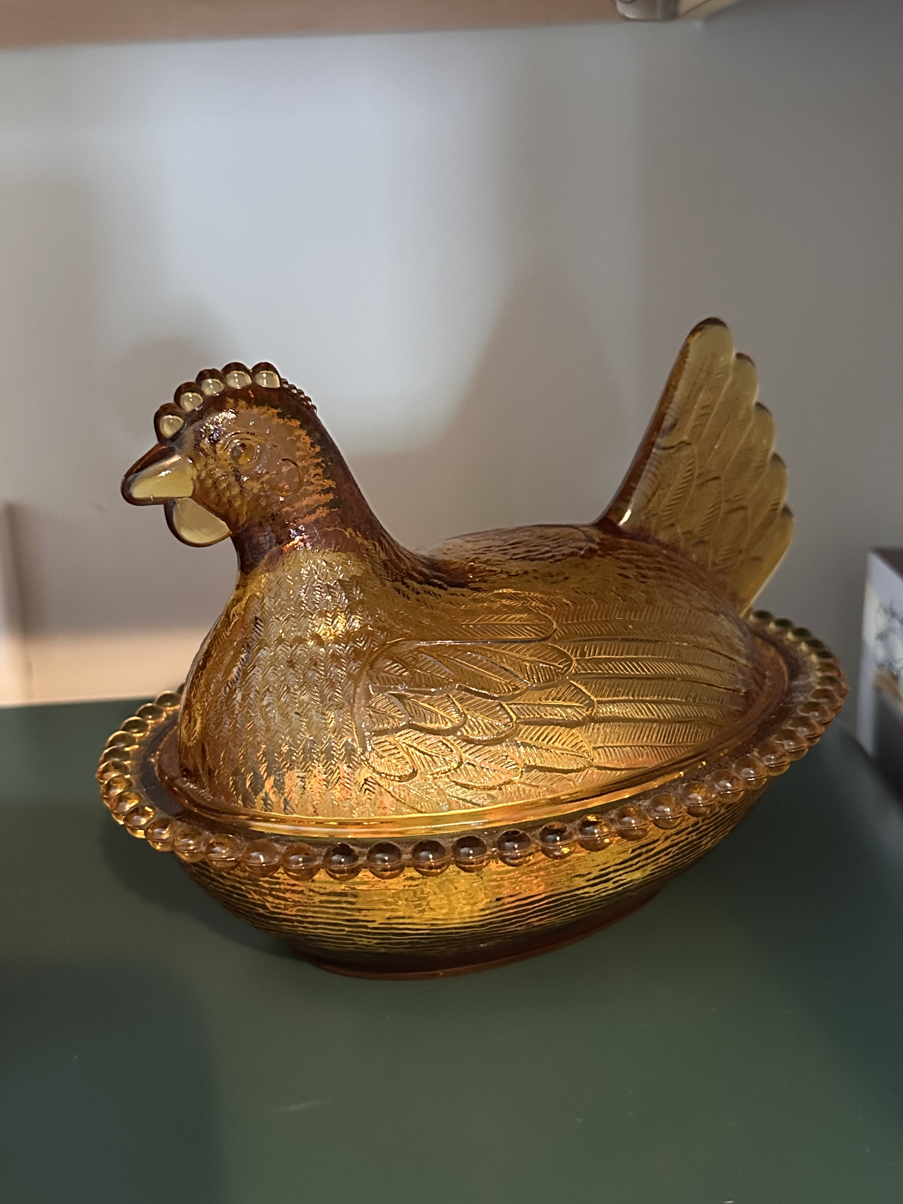 Amber Nesting Hen by Westmoreland Glass Company