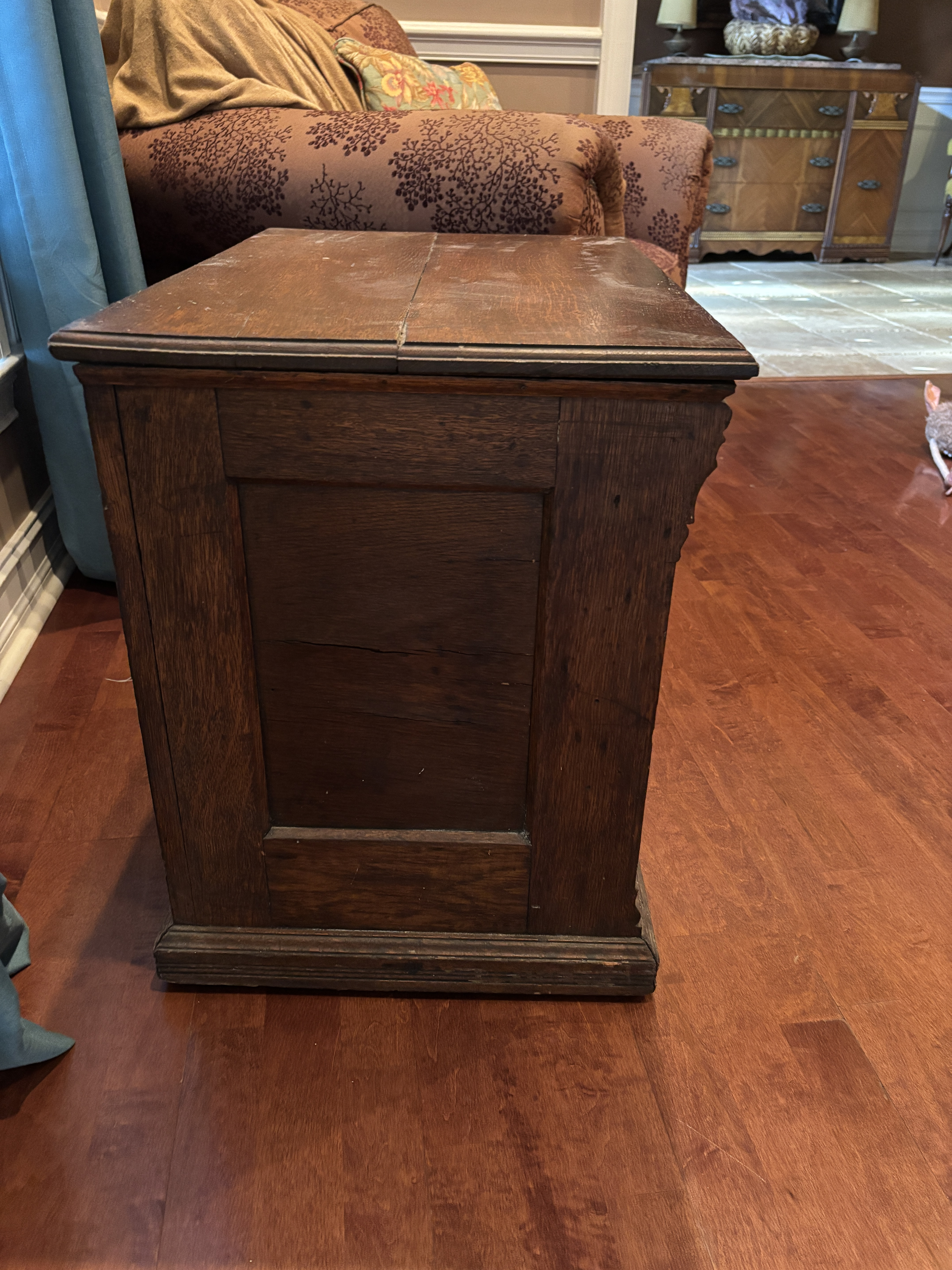 Antique Spool Cabinet with top lid