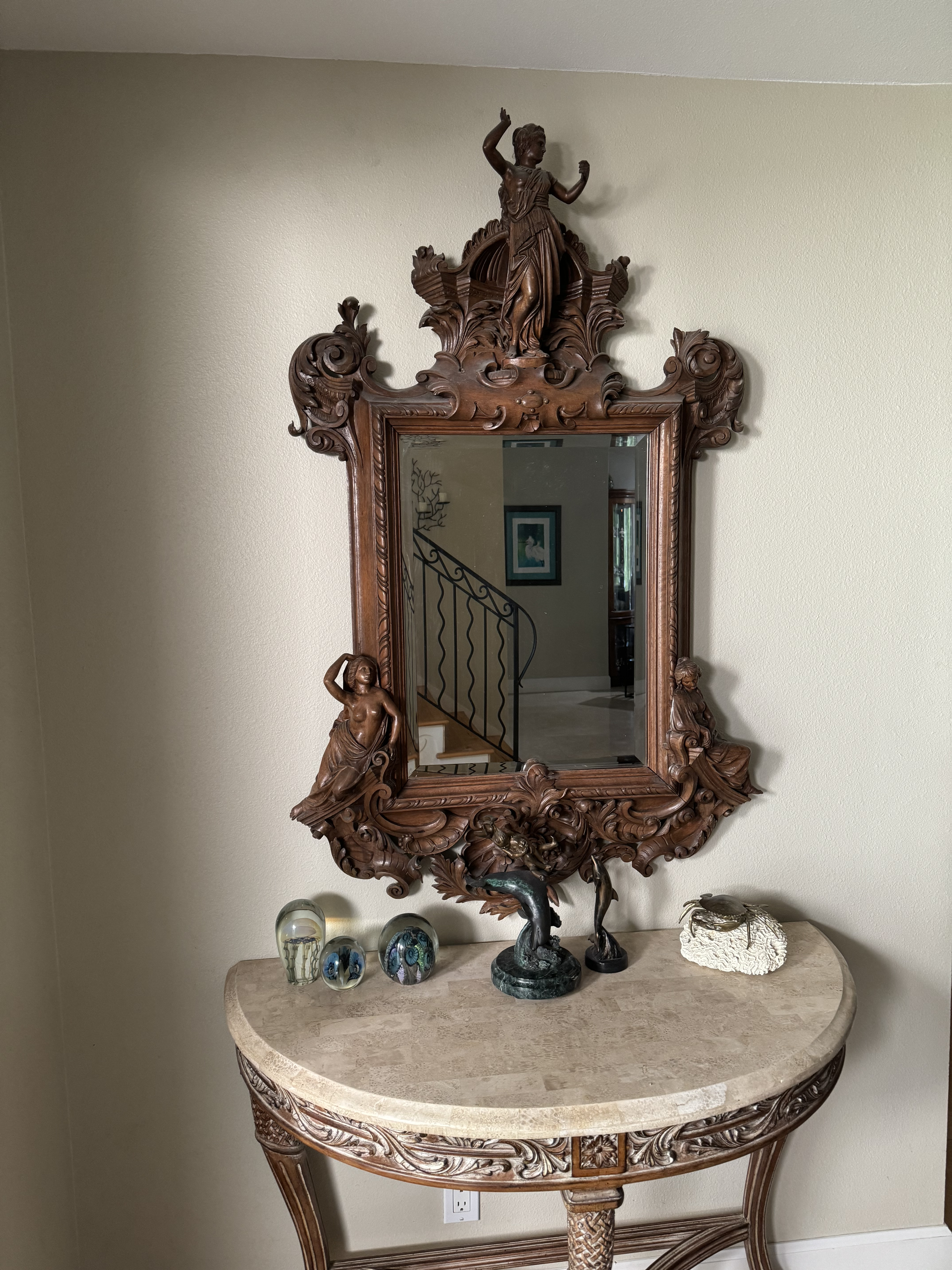 Antique Carved Wood Mirror