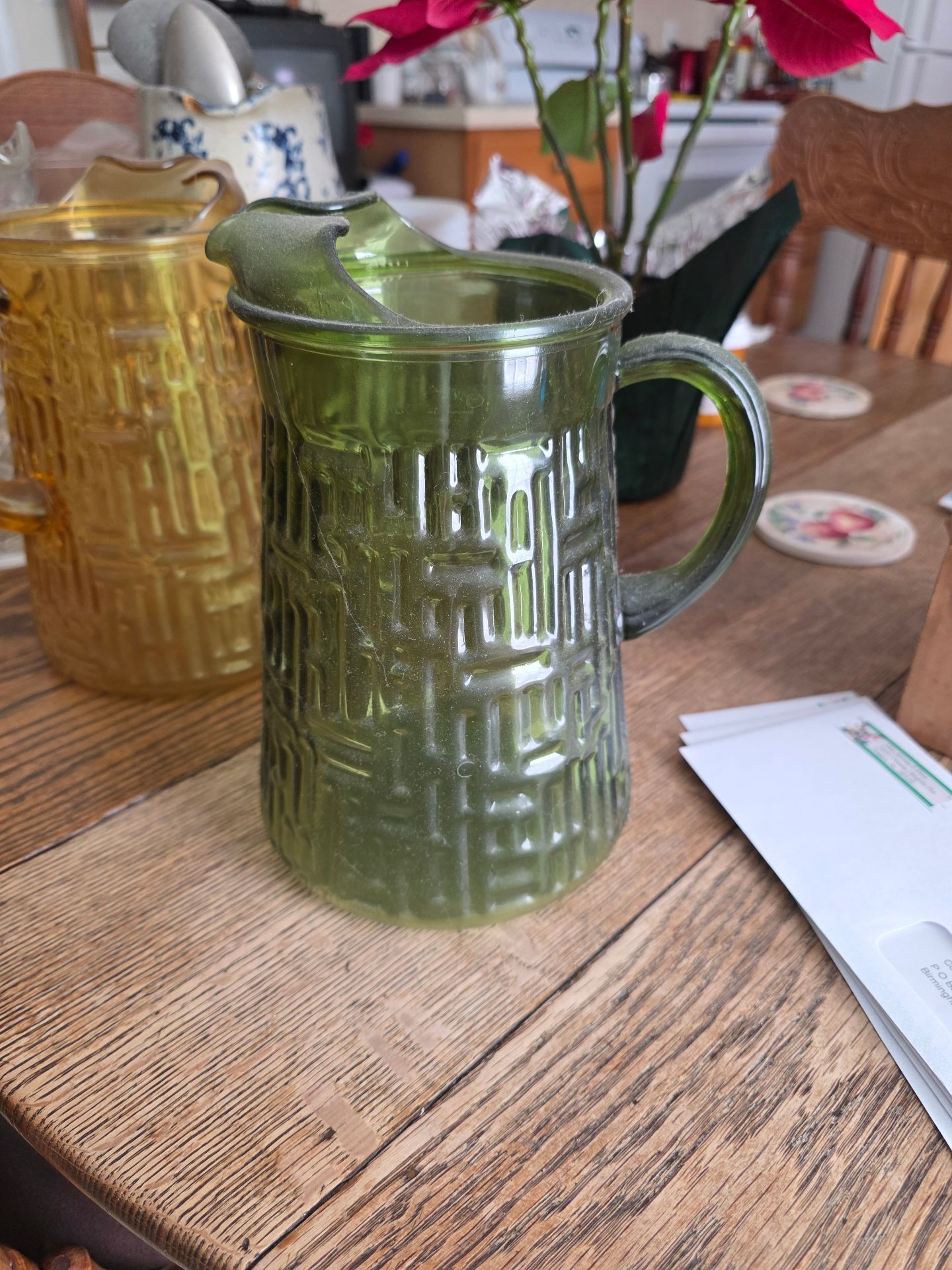 Art Deco Green Glass Pitcher