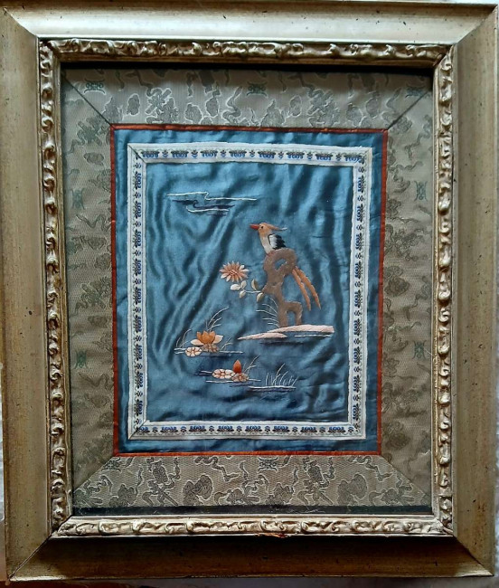 Framed Asian Embroidered Textile