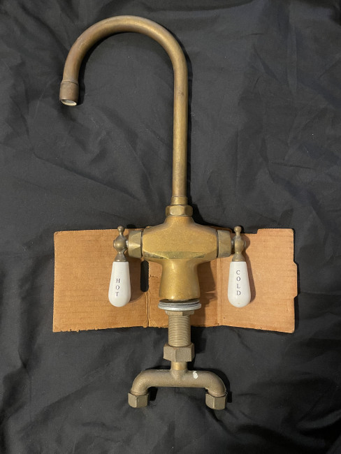 Chicago Faucet Heritage Series 360ยฐ Gooseneck porcelain handles Kitchen Suite.