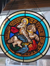 16" Stained Glass Roundel- George and the Dragon