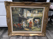 J Van Essen "Bar Scene " Signed Oil with COA