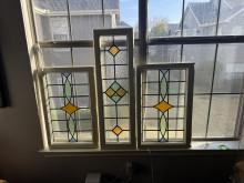Item: Vintage Leaded Stained Glass Panels (Set of 3)