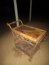Bamboo 2 Tier beverage cart  w a original glass top 