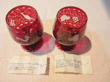 Pair of Vintage Bohemian Ruby Cut Crystal Glasses