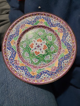Metal painted bowl and plate