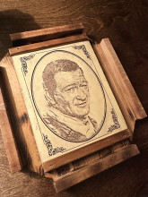 1985 John Wayne Rustic Wood Wall Plaque by Oregon Original Rustics