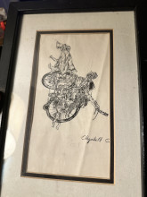 Mid-20th Century Figurative Ink Drawing Signed Elizabeth English Pen and ink on paper Circa 1950–1970