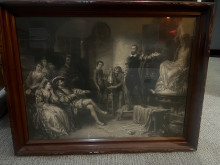 Two different vintage frames and prints