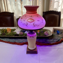 Fenton Burmese Filigree Lamp