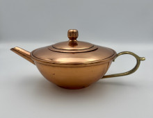 Copper and brass tea pot