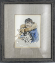 Alaskan boy painting, signed. H. Liston 