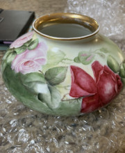 Hand-Painted Rose Bowl by Jennie B. Crosman