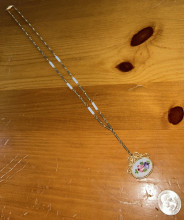 Antique Edwardian Pre WWI necklace and personalized engraved pendant 1907