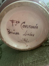 Portuguese Hand-Painted Vase by Fábrica Constâncio