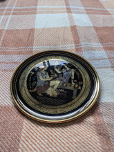 Vintage Handmade 24K Gold Ceramic Plate - Greek Mythology