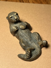 Bronze Signed Faus?? Sea Otter with Abalone