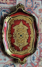 Vintage Italian Red and Gilt Florentine Tray