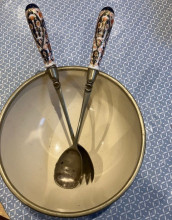 Antique serving/salad bowl and servers