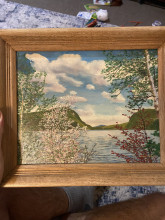 Vintage scenic oil, painting