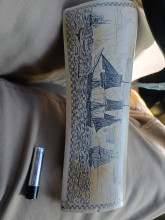 Vintage Whale Bone Scrimshaw Slab – Whaling Ship “William Hill 1851 Arctic”