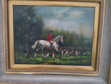 Victorian Hunt Scene Painting