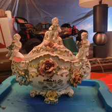Antique Italian Porcelain Centerpiece with Cherubs