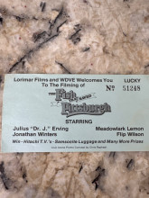 Vintage ticket to the filming of the Fish that Saved Pittsburgh