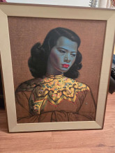 Vintage lithograph green lady