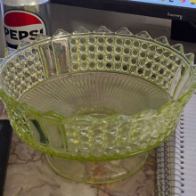 Fenton Green Glass Compote