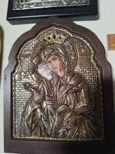 Religious Icon with Silver Overlay