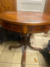 Round Inlaid Mahogany Table