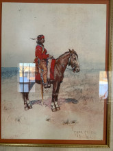 Artwork Depicting Native American on Horseback