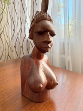African Wooden Bust Sculpture