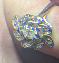 1940s-1950's white gold floral setting marquise center diamond 8 accent diamonds