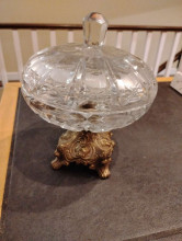 Crystal and Brass Compote