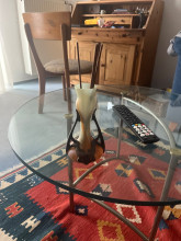 Art Nouveau Glass Vase with Metal Stand