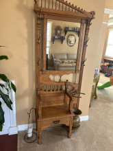 Antique Oak Hall Tree