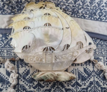 Decorative Mother-of-Pearl Ship Model