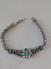 Art Deco Sterling Silver and Rhinestone Bracelet