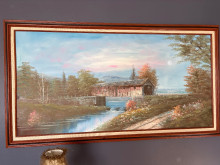 Original Oil Painting of Covered Bridge