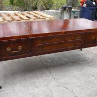 Heritage Henredon Mahogany, Leather top gold inlay 3 drawer