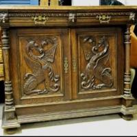 Neo Renaissance Griffon Carved Oak Server