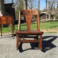 Unusual antigue oak sewing rocker