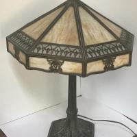 8 Panel Slag Glass Lamp Off